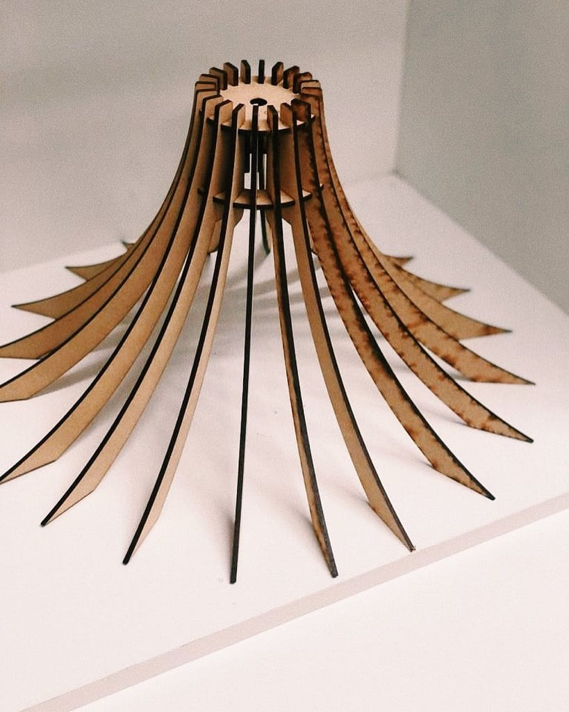 Laser Cut Fan Shaped Wooden Pendant Light