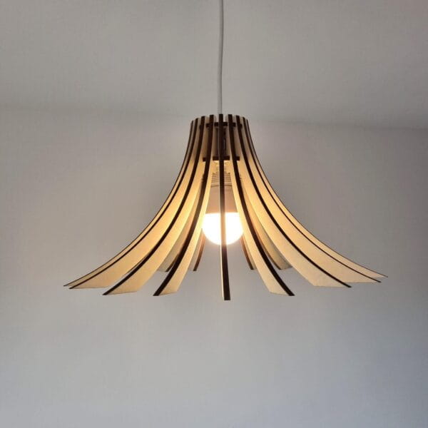 Laser Cut Fan Shaped Wooden Pendant Light