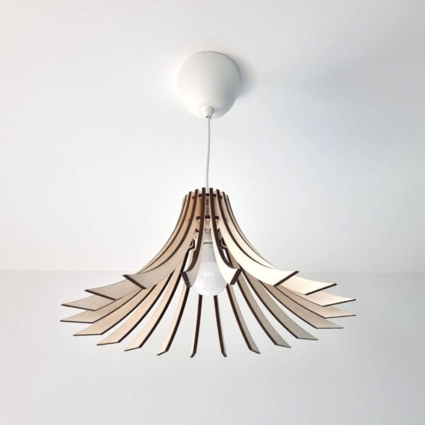 Laser Cut Fan Shaped Wooden Pendant Light