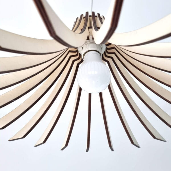 Laser Cut Fan Shaped Wooden Pendant Light