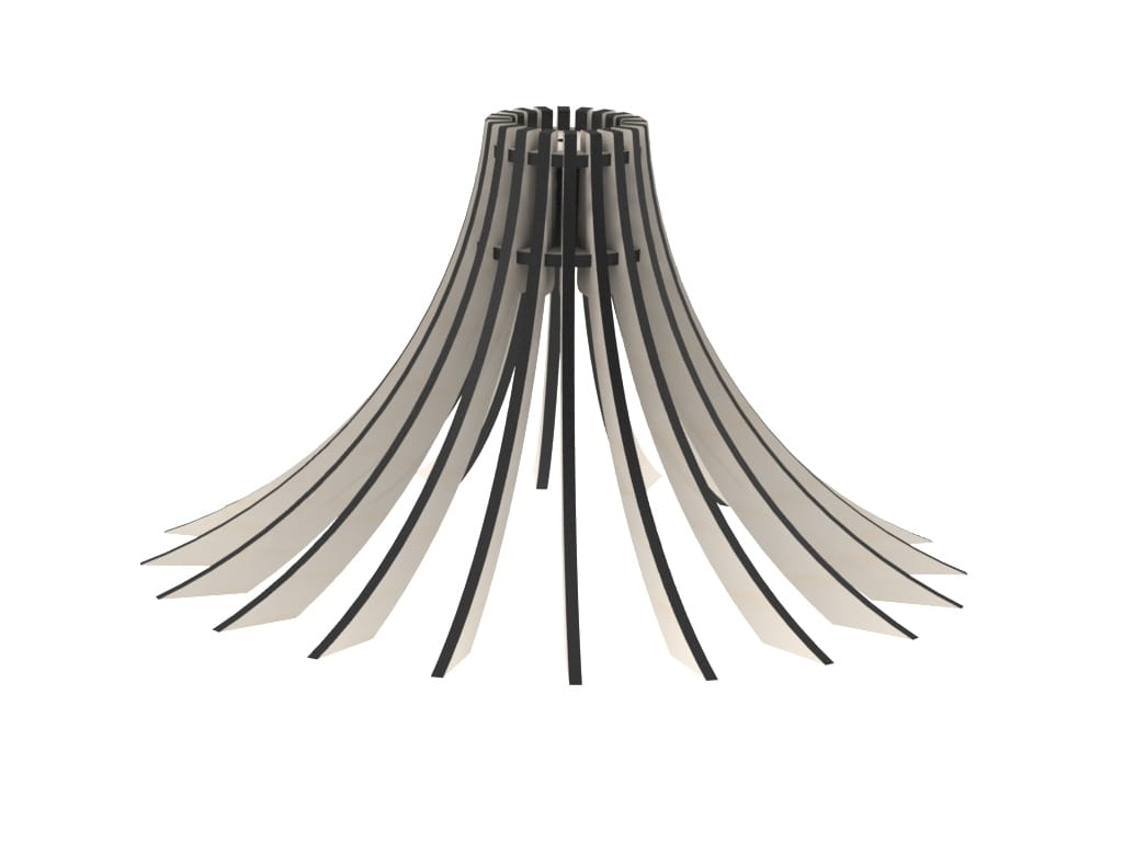 Laser Cut Fan Shaped Wooden Pendant Light