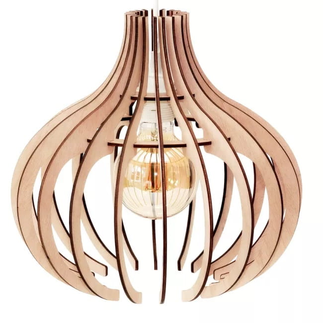 Laser Cut Onion Shaped Wooden Ceiling Lamp