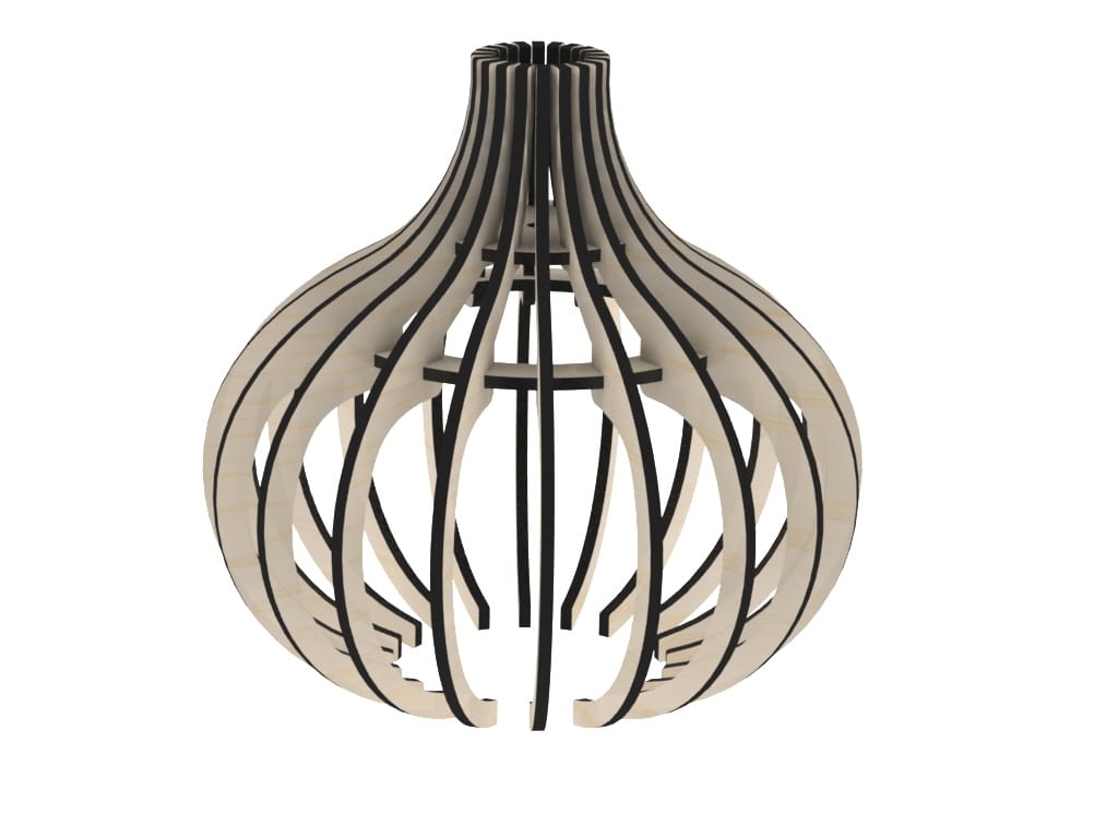 Laser Cut Onion Shaped Wooden Ceiling Lamp