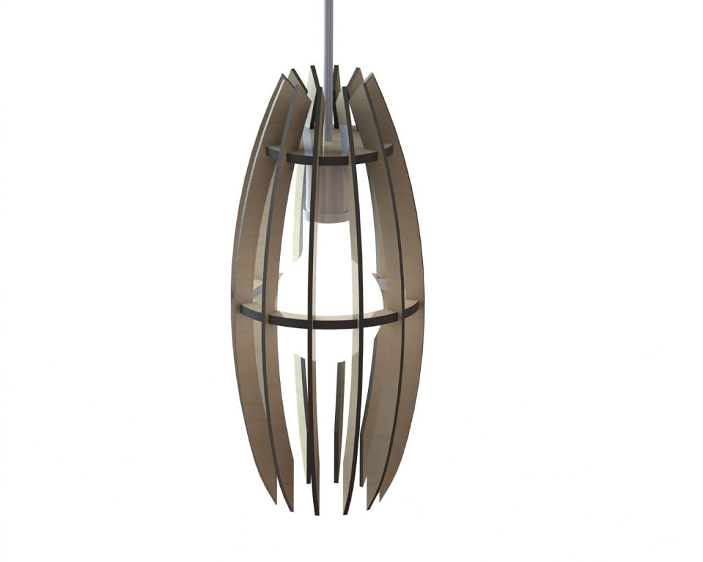 Laser Cut Sculptural Wood Pendant Light