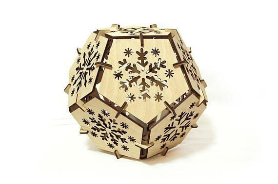 Laser Cut Wooden 3D Puzzle Night Light Shadow Lamp with Snowflake Pattern