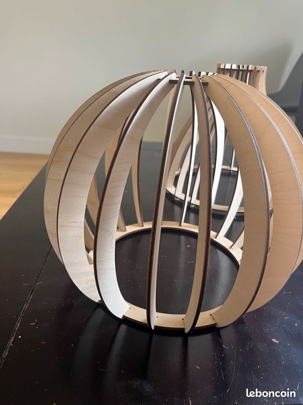 Laser Cut Spherical Wooden Pendant Light Shade