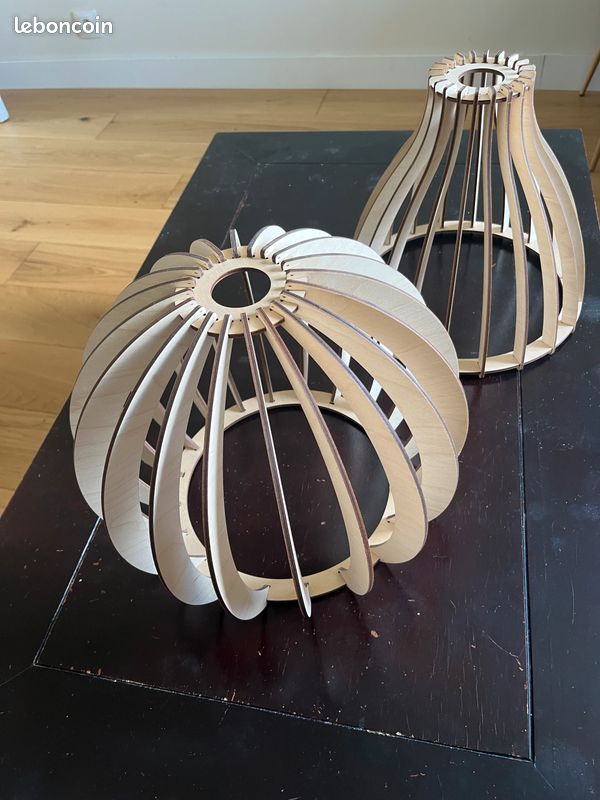 Laser Cut Spherical Wooden Pendant Light Shade
