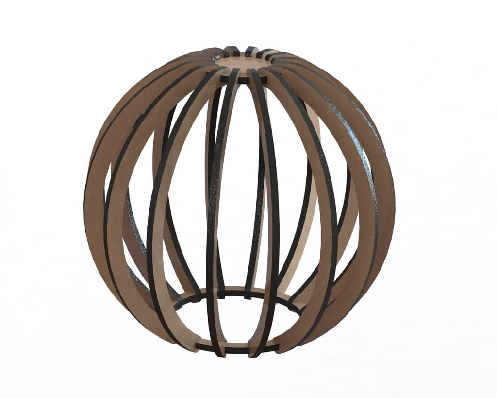 Laser Cut Spherical Wooden Pendant Light Shade