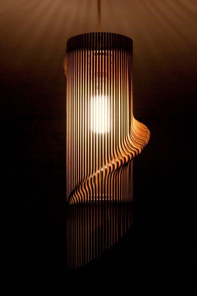 Laser Cut Wooden Spiral Pendant Light