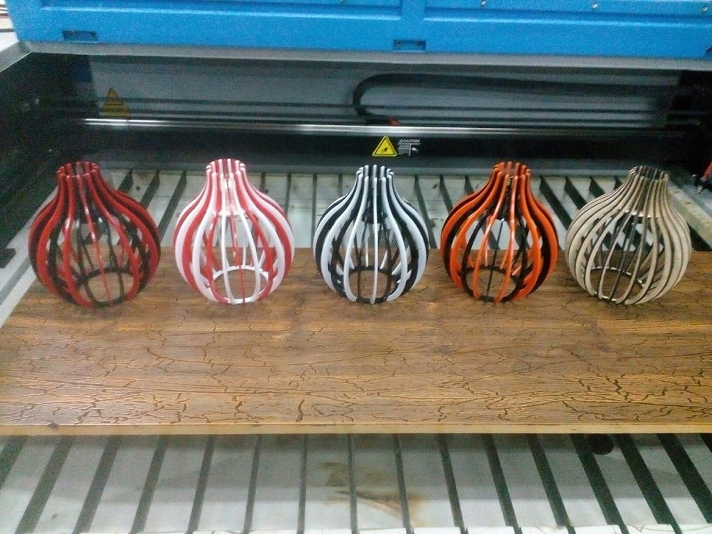 Laser Cut Wooden Slatted Hanging Lampshade