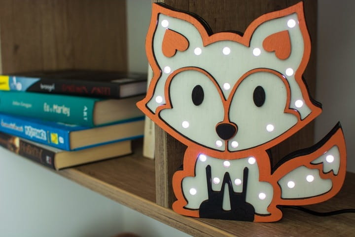 Laser Cut Fox Night Light Lamp for Kids Room