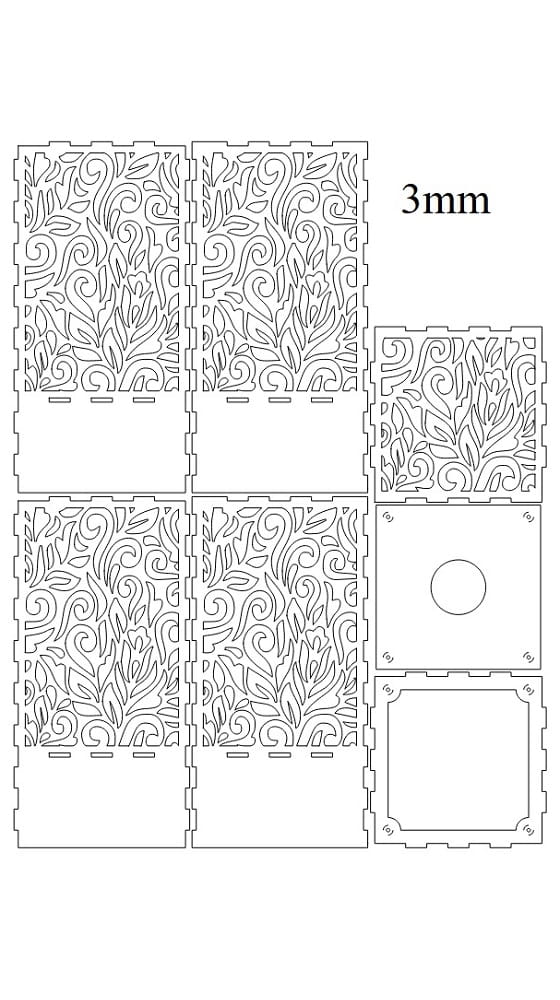Laser Cut Decorative Night Light Lamp with Floral Swirl Pattern