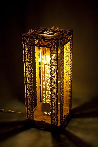 Laser Cut Wooden Lamp with Intricate Decorative Pattern