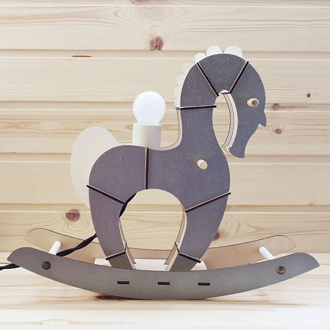Laser Cut Wooden Rocking Horse Night Light Lamp