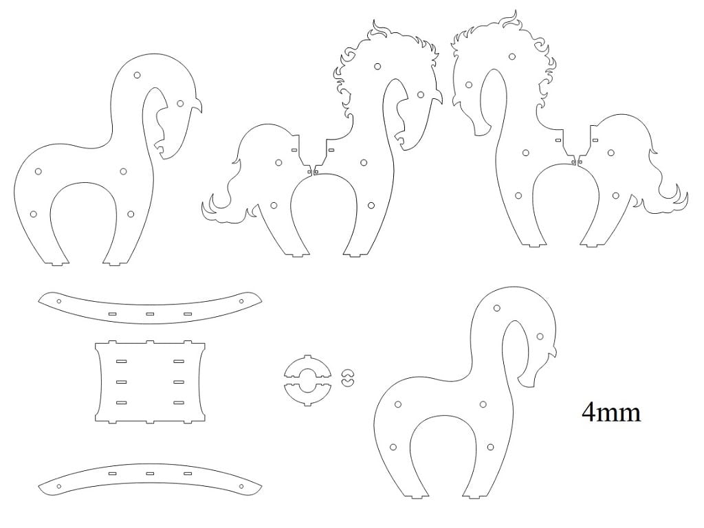 Laser Cut Wooden Rocking Horse Night Light Lamp