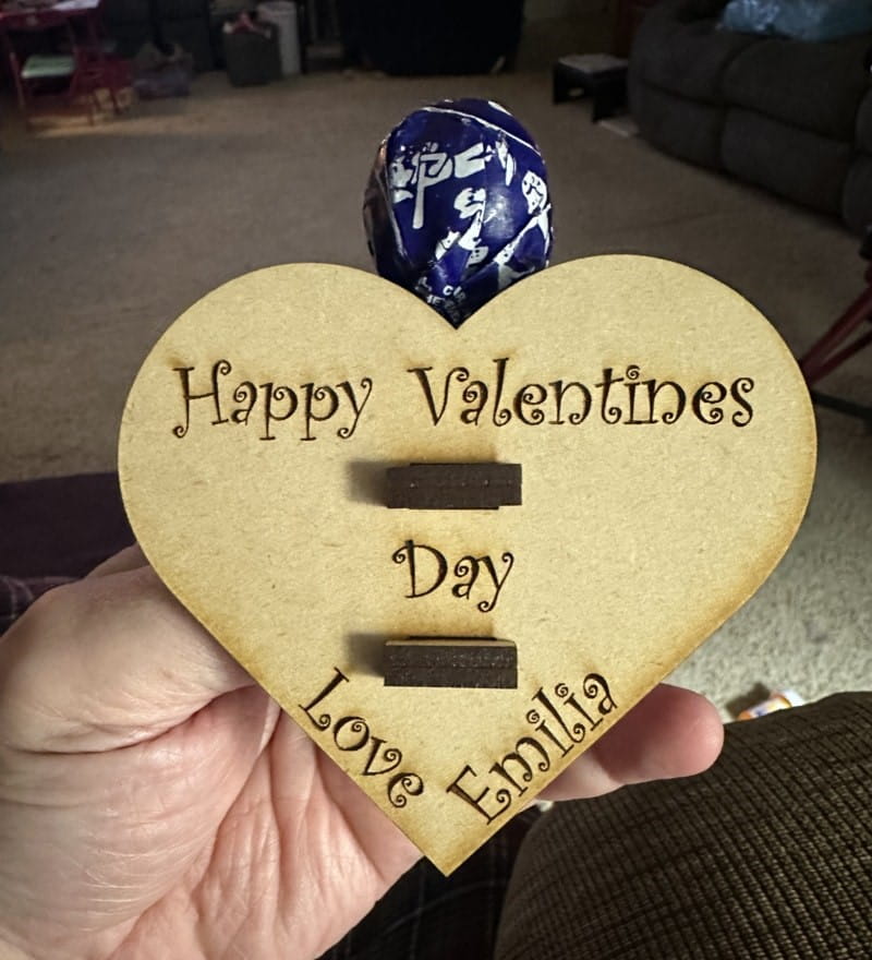 Laser Cut Wooden Valentines Day Tootsie Pop Holder