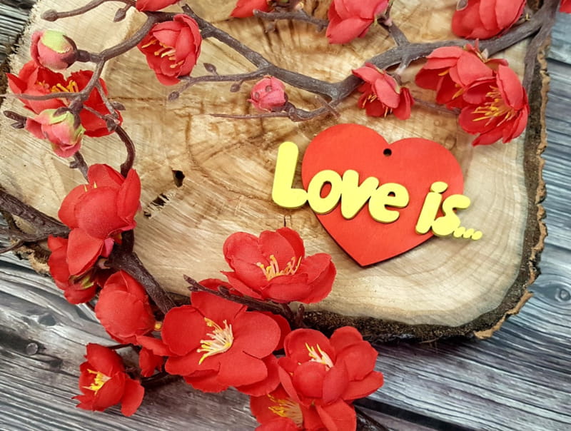 Laser Cut Love Is Valentine Day Door Hanger