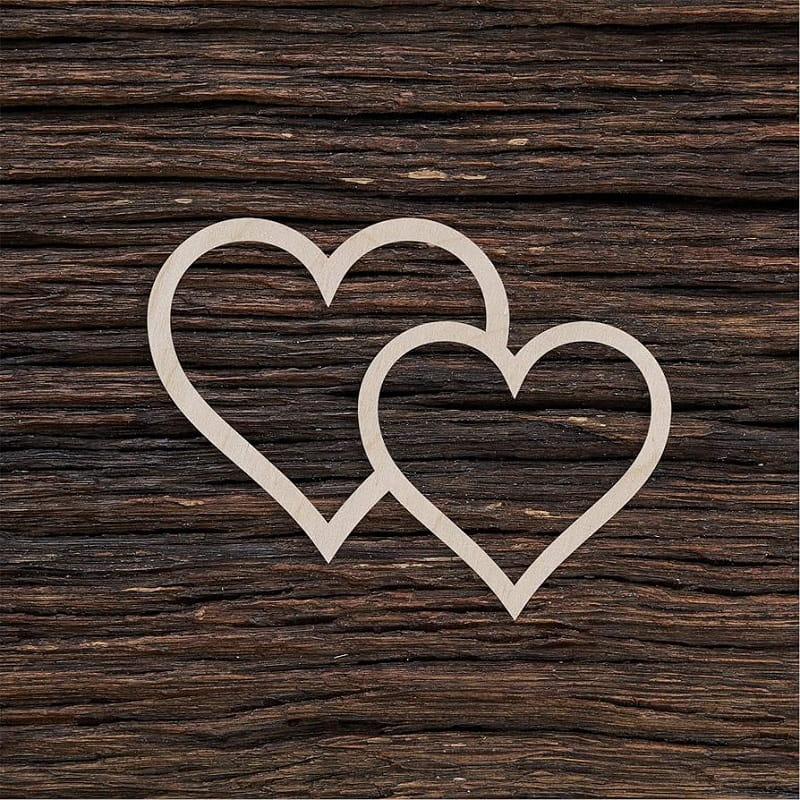 Laser Cut Two Entwined Hearts Cutout Shape for Crafts and Decoration