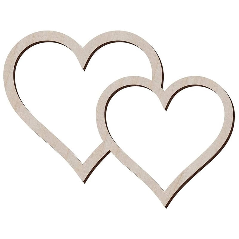 Laser Cut Two Entwined Hearts Cutout Shape for Crafts and Decoration