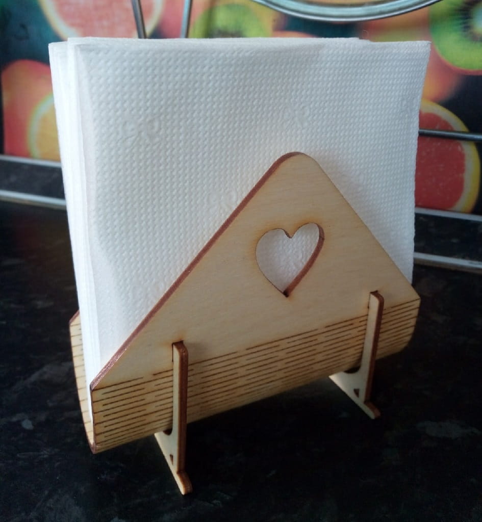 Laser Cut Wooden Paper Napkin Holder with Heart Cutout Design CDR File ...