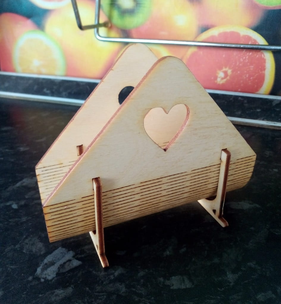 Laser Cut Wooden Paper Napkin Holder with Heart Cutout Design CDR File ...