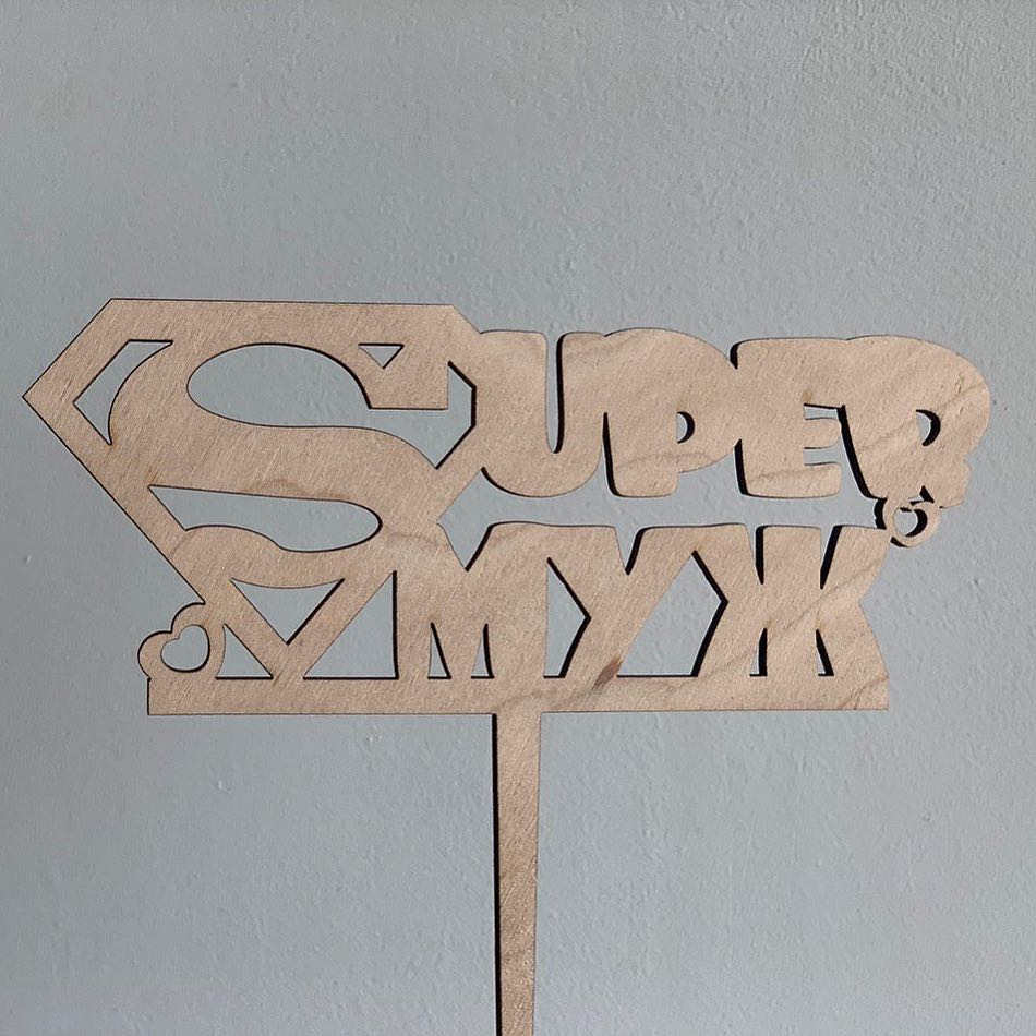 Laser Cut Super МУЖ Super Husband Cake Topper