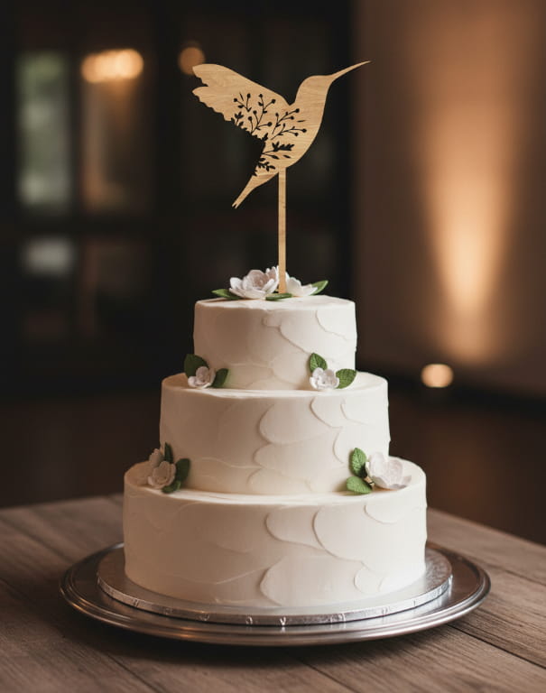 Laser Cut Wooden Hummingbird Wedding Cake Topper