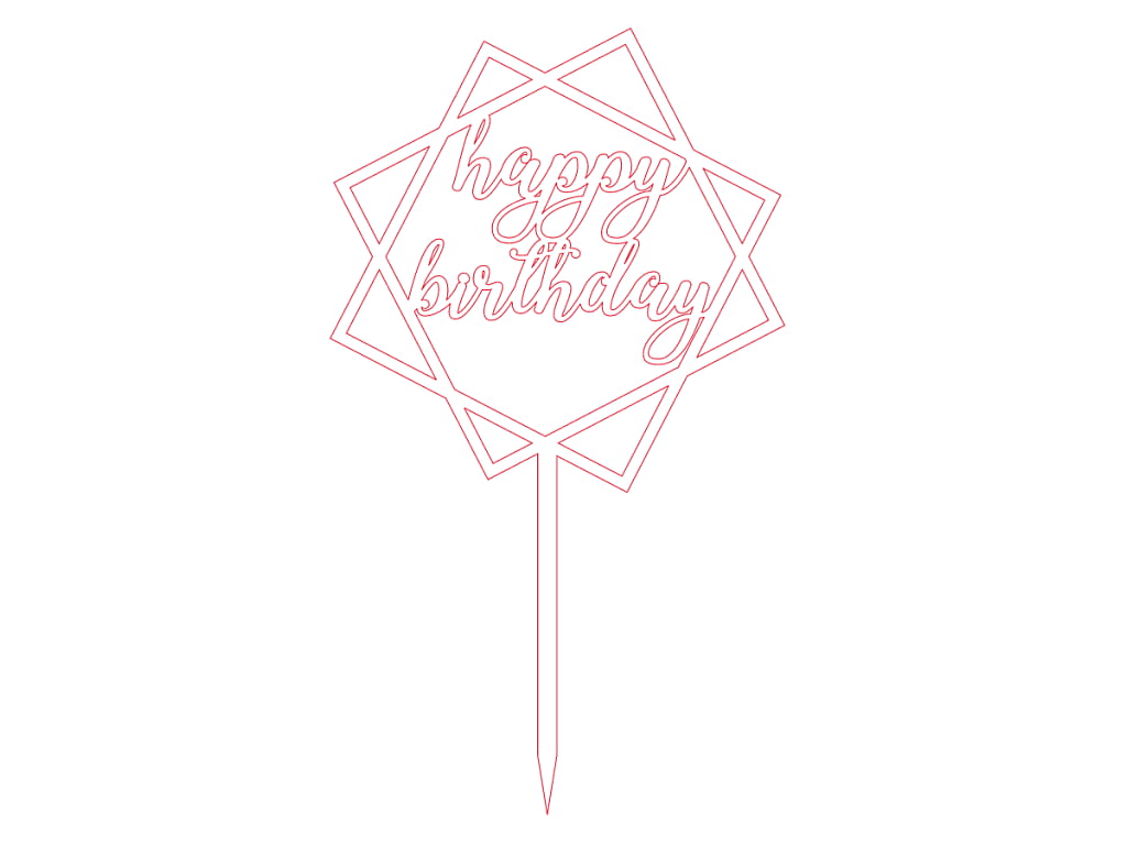 Laser Cut Happy Birthday Cake Topper
