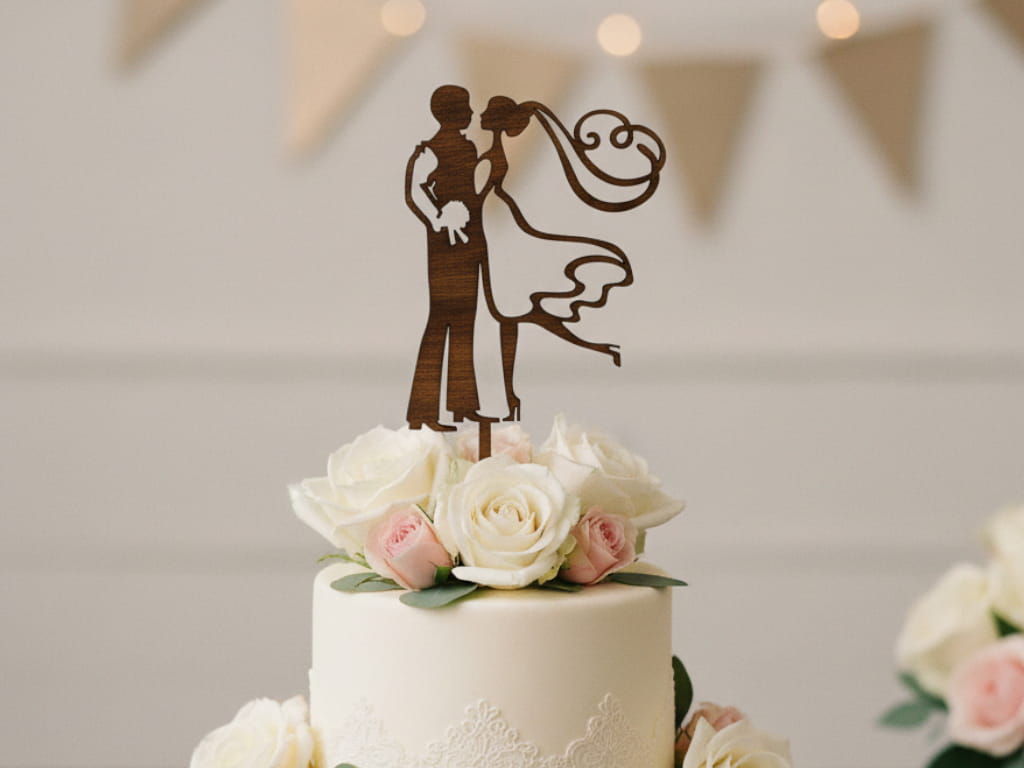 Laser Cut Bride and Groom Wedding Cake Topper