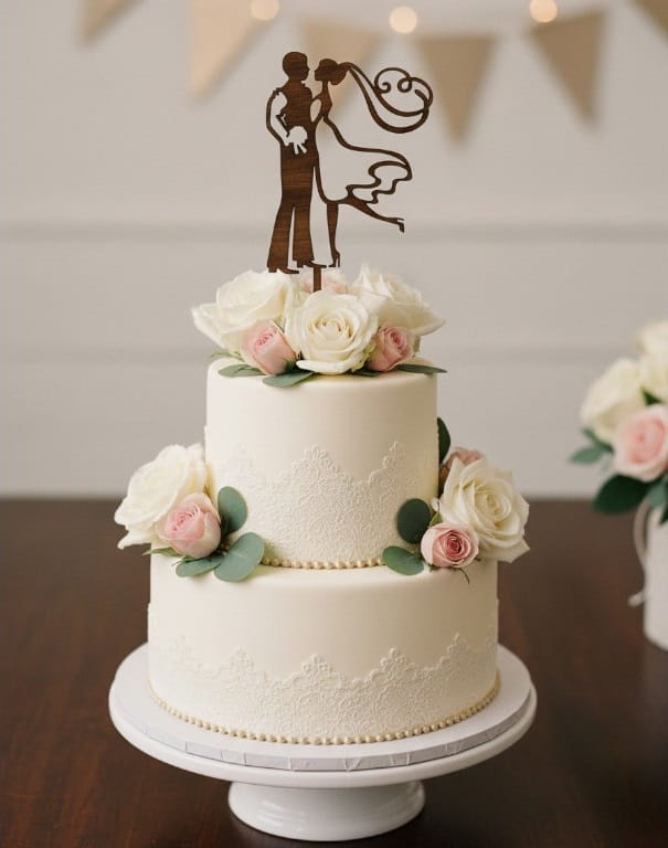 Laser Cut Bride and Groom Wedding Cake Topper