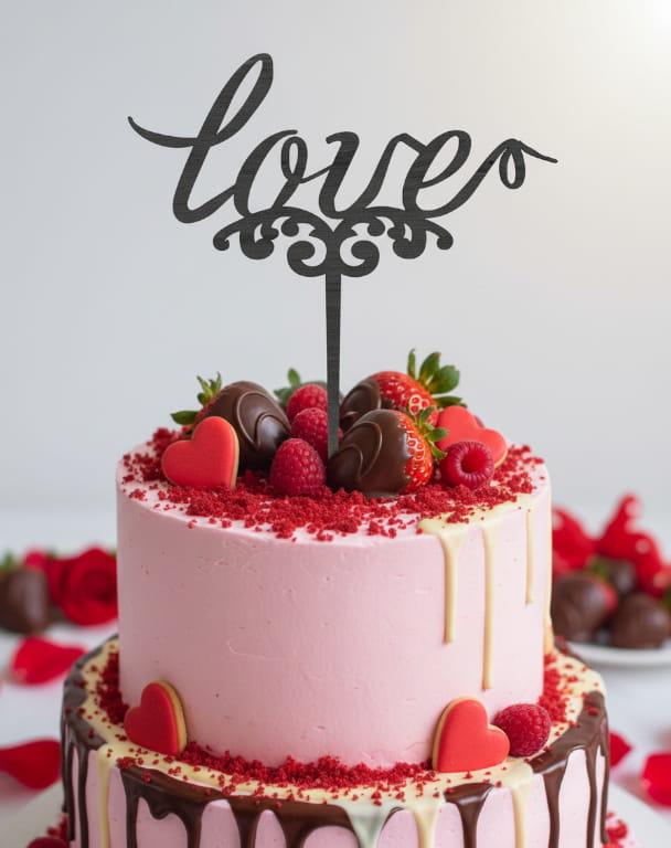 Laser Cut Lover Cake Topper for Romantic Occasions