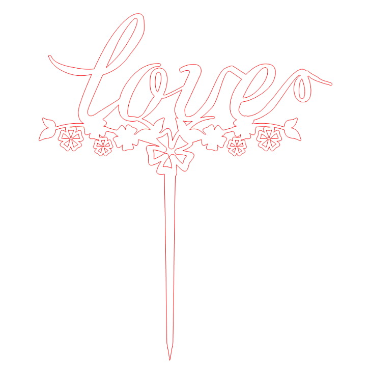 Laser Cut Floral Love Cake Topper