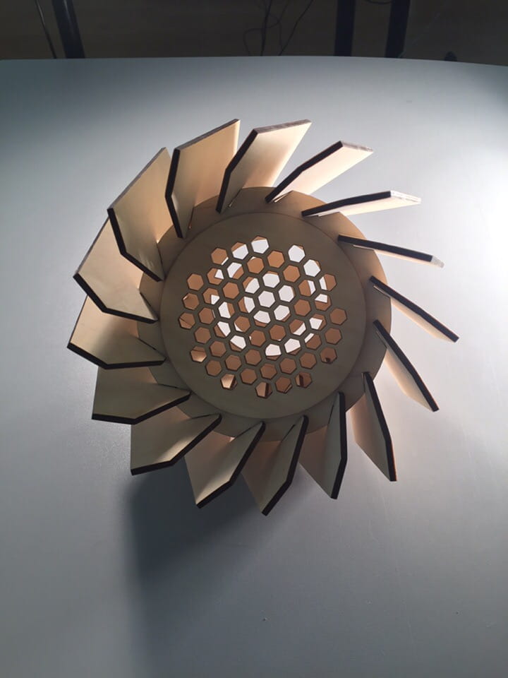 Laser Cut Wooden Turbine Lampshade