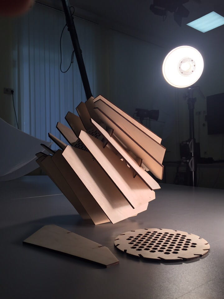 Laser Cut Wooden Turbine Lampshade