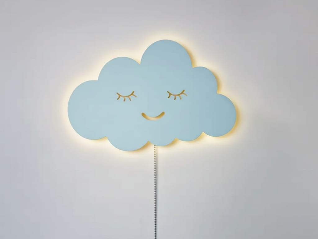 Laser Cut Smiling Cloud Wall Lamp for Children Room Decor