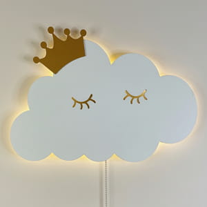 Laser Cut Cloud with Crown Night Light Nursery Wall Decor