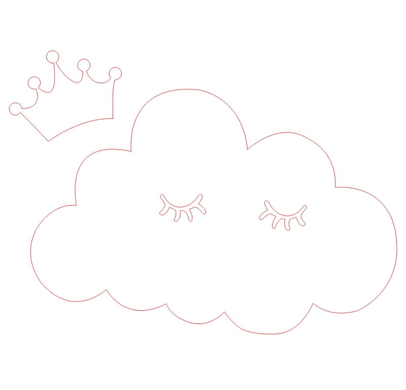 Laser Cut Cloud with Crown Night Light Nursery Wall Decor