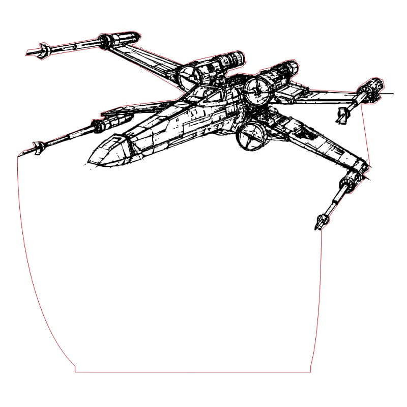 Laser Engraved Star Wars X Wing 3D Illusion Night Light