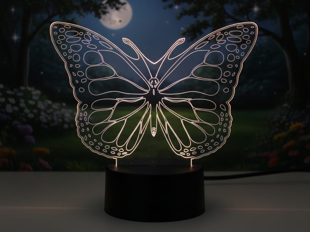 Laser Engraved Butterfly 3D Illusion LED Night Lamp
