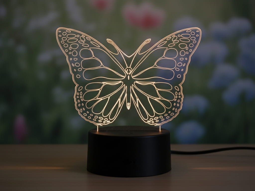 Laser Engraved Butterfly 3D Illusion LED Night Lamp