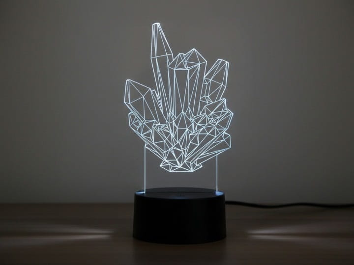 Laser Engraved Crystal Cluster 3D Illusion Night Light