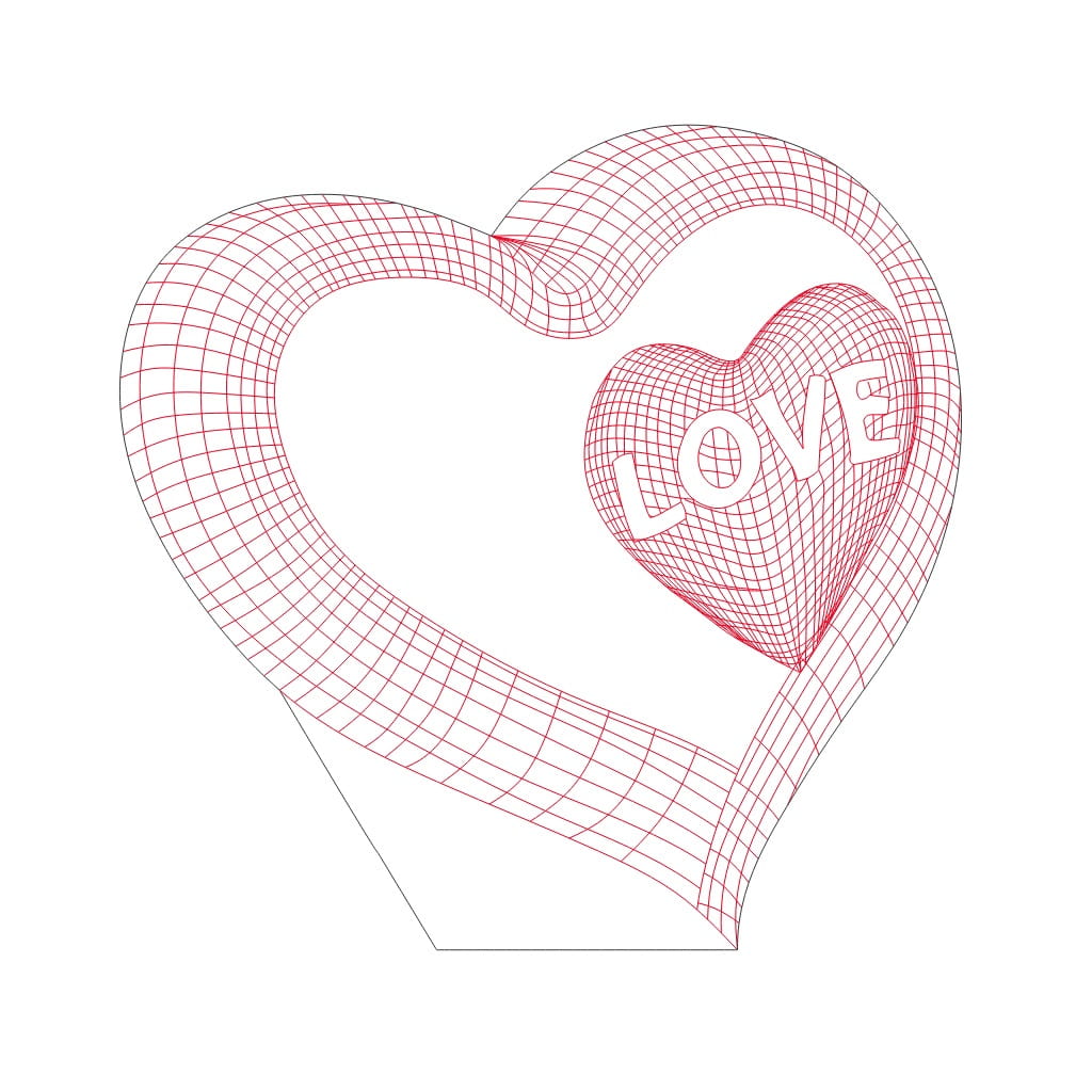 Laser Engraved Love Heart Acrylic Night Light