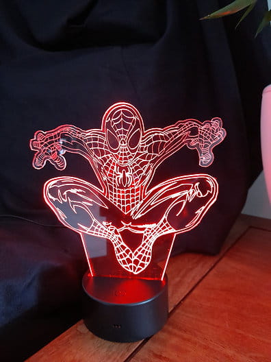 Laser Engraved Crouching Spider Man Acrylic Night Light