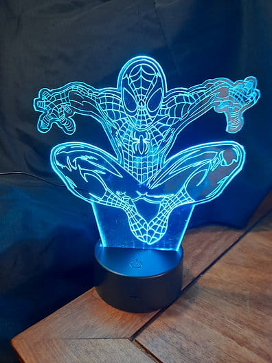 Laser Engraved Crouching Spider Man Acrylic Night Light