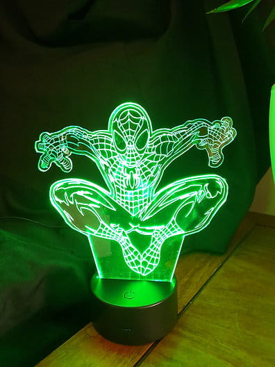 Laser Engraved Crouching Spider Man Acrylic Night Light