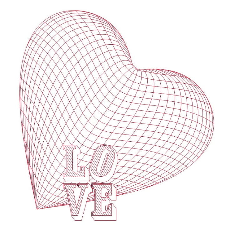 Laser Engraved Romantic Heart 3D Illusion Night Light