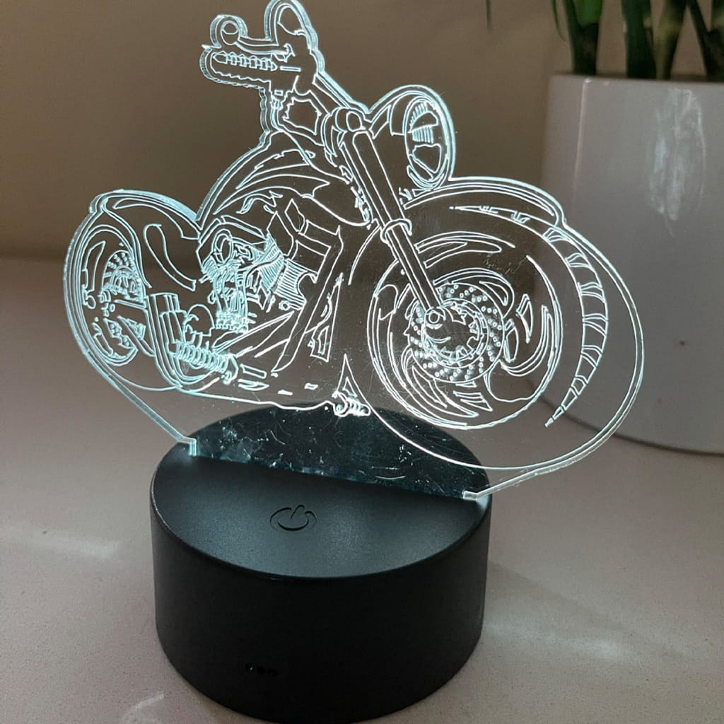 Laser Engraved 3D Illusion Motorbike Acrylic LED Lamp