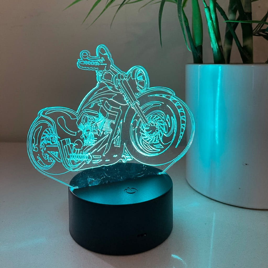 Laser Engraved 3D Illusion Motorbike Acrylic LED Lamp