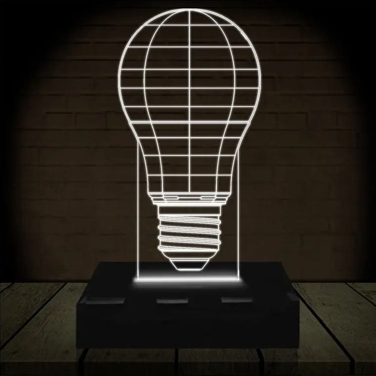 Laser Engraved Classic Light Bulb 3D Illusion Lamp