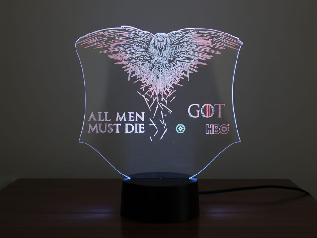 Laser Engraved All Men Must Die Game of Thrones Acrylic Lamp
